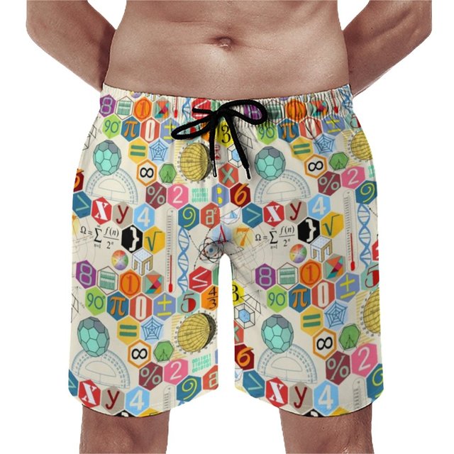 Board Shorts Math Linear Classic Swim Trunks Mathematics Eduion Men Quick Drying Sports Fitness Trendy Board Short Pants