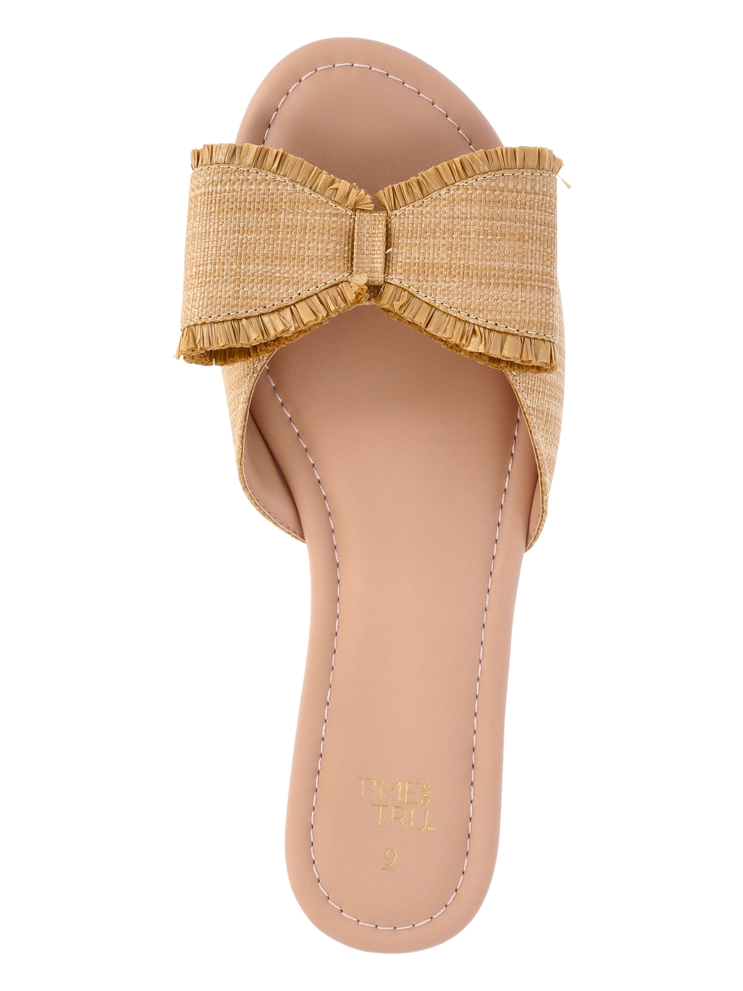 Time and Tru Women's Raffia Bow Slide Sandals