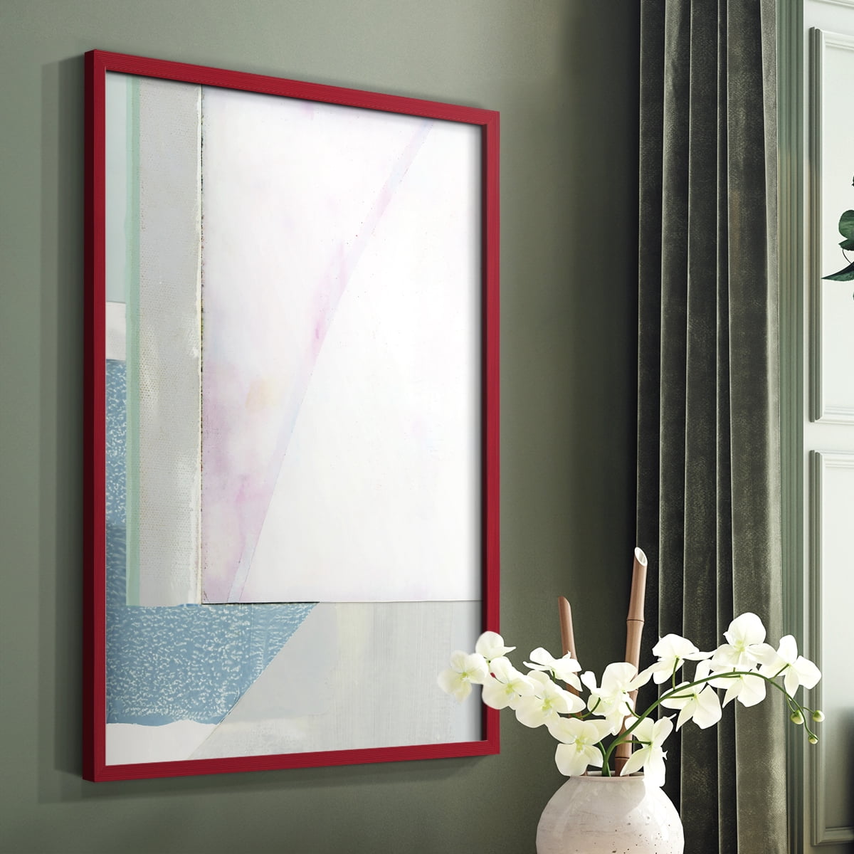 Couturier III Framed Print in Red Solid Wood Framed Print No Nail Hanging