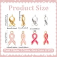 120Pcs 4 Styles Breast Cancer Awareness Ribbon Carved Word Hope Tibetan ...