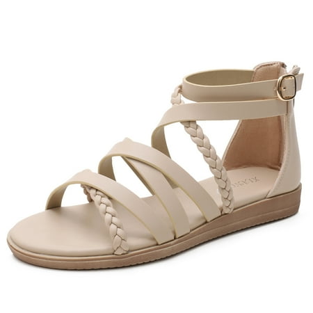 

DAFENGEA Women s Gladiator Flat Sandals Summer Cross Strappy Open Toe Fashion Comfort Breathable Roman Walking Beach Bohemian Shoes with Zipper