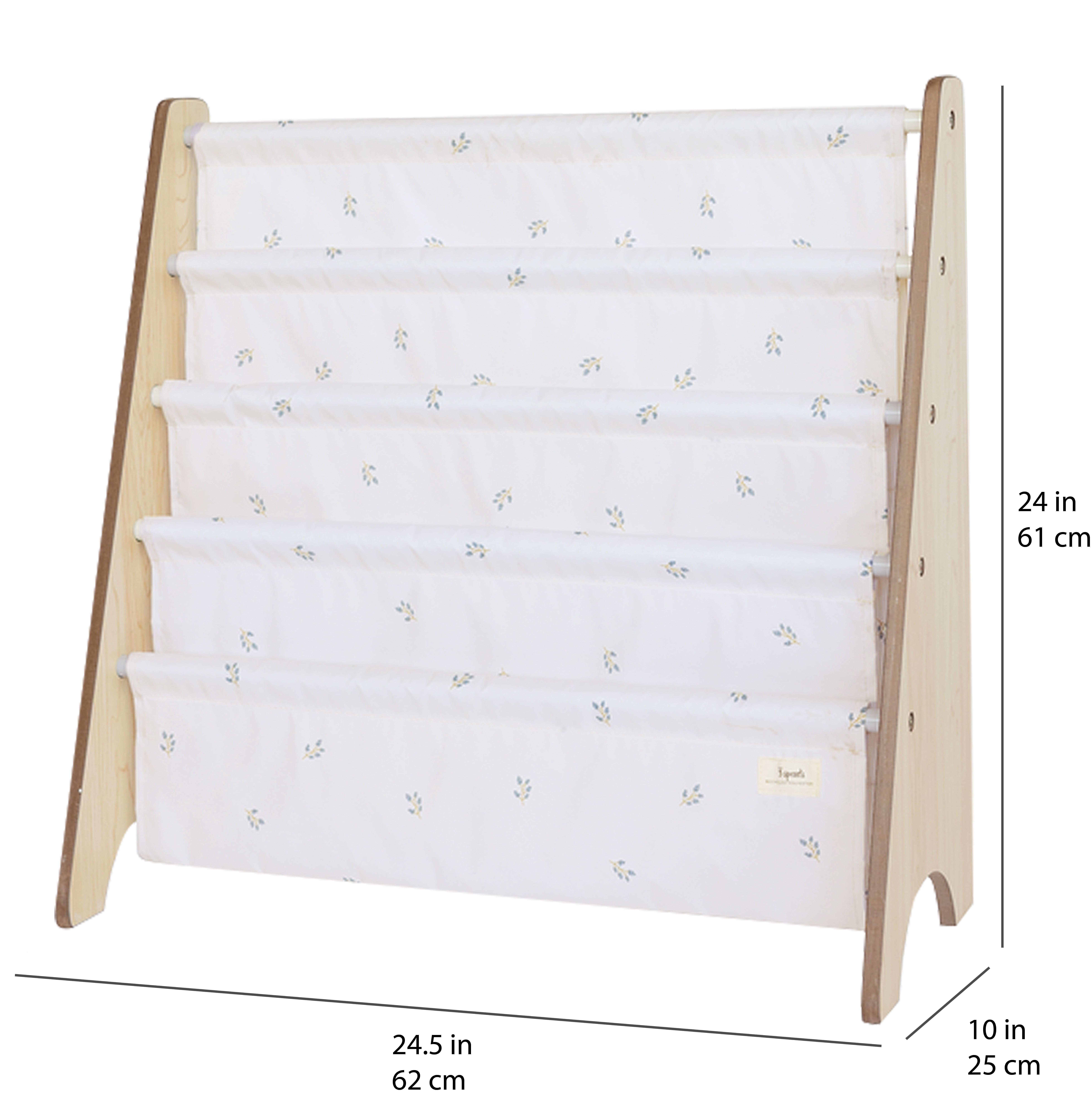 3 Sprouts Recycled Fabric Kids Book Rack Storage Bookshelf Organizer in Blueberry Taupe Terrazzo for Ages 3+