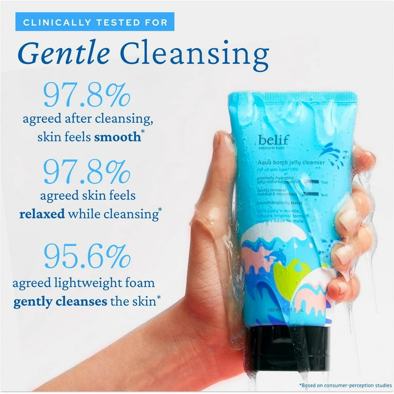 Belif Aqua Bomb Jelly Cleanser, Hydrating Jelly-to-Foam Facial Wash,  Removes Makeup, Amino Acids Formula - Walmart.com
