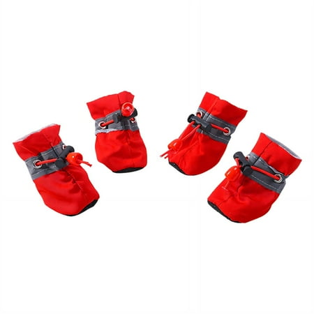 GASTROPOD 4Pcs Dog Shoes Soft Comfortable Material Dog Boots Adjustable Elastic Strap Dog Booties Non-Slip Sole Dog Socks 3.5x2.5cm Red