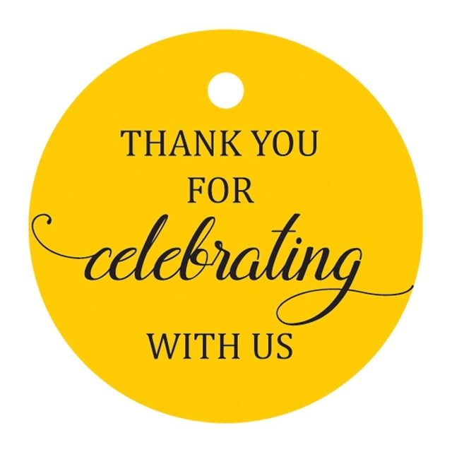 100 Pcs Personalized Round Paper Tags - Thank You For Celebrating With Us Wedding Favor Gift Hang Tags Circle