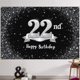 thumbnail image 1 of Hamigar Fondo De Pancarta De Feliz Cumpleaños Número 22 De 6 X 4 Pies, Decoraciones De Cumpleaños De 22 Años, Suministros Para Fiestas Para Mujeres Y Hombres, Negro Plateado, 1 of 5
