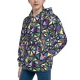 thumbnail image 2 of Haiem Purple-Gold Triangles Pattern Boys Hoodie, Youth Pullover Hooded Sweatshirt, Kangaroo Pocket Hoodie for Kids Girls -Medium, 2 of 6