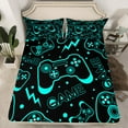 thumbnail image 2 of Erosebridal Video Game Bed Sheets Set Queen Size,Lightning Polka Dots Bedding Sets Queen Size,Black Teal Bed Sheets Queen,Microfiber Male Bedroom Decor,4 Pieces, 2 of 7