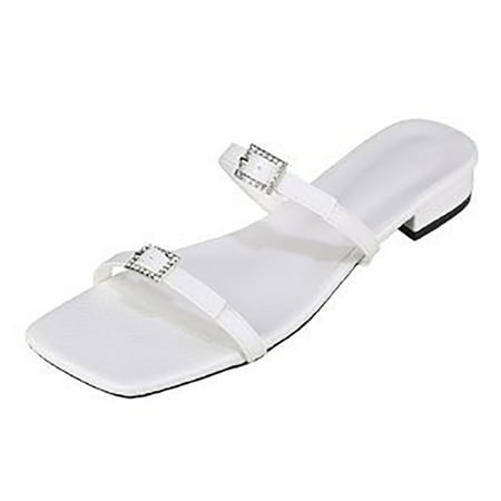 

PMUYBHF Sandals for Women Dressy Summer Heeled Women s Beach Sandals Hollow Casual Slippers Flat Shoes Retro Sandals
