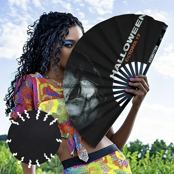 Horror Movie Michael Myers-theme Folding Fan Chinese Fan Hand Polyester Foldable Fan Fans for Dancing Party Home Suitable for Home, Office, Party