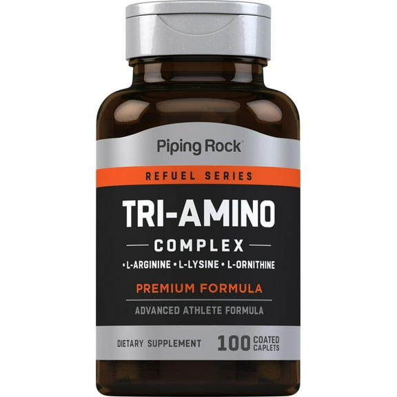 Tri Amino L-Arginine L-Ornithine L-Lysine | 100 Coated Caplets | by Piping Rock