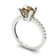 thumbnail image 2 of Solitaire with Accents Engagement Ring for Women - 1.71ct Simulated Champagne Diamond in 14K White Gold Promise Ring, 2 of 6