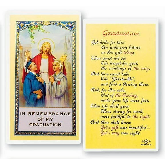 Graduation Prayer for Future Laminated Catholic Prayer Holy Card with Prayer on Back, Pack of 25