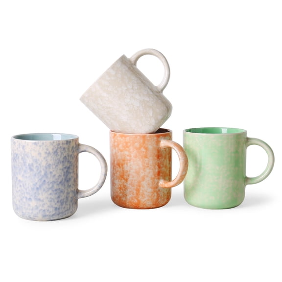 ALOFMO 17oz Coffee Mugs Set of 4, Multicolor Splash Glaze Ceramic Cups , Microwave & Dishwasher Safe for Home Office Gift