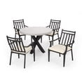 thumbnail image 2 of Noble House Delmar 5 Piece Round Concrete Top Patio Dining Set in Gray and Beige, 2 of 11