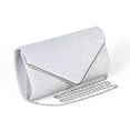 thumbnail image 2 of Bling Envelope Evening Clutch Purses Sparkling Shoulder Crossbody Chain Bag for Party Wedding Prom Color: Silver, 2 of 6
