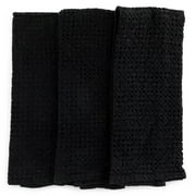 Thyme & Table Cotton Waffle Kitchen Towels, Black, 3-Piece Set