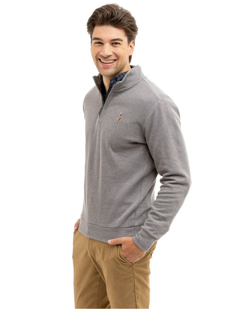 U.S. Polo Assn. Men's Quarter Zip Pullover Sweater, 100% Cotton