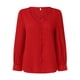 thumbnail image 4 of Blusa de encaje con cuello en V para mujer - Color liso, manga corta, poliéster, camisa elegante y casual para el trabajo o una cita, 4 of 6