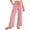 Pink, variant on HCYSFG Uniform Pants For Girls Back To School Solid Color Elastic Waist Side Pocket Wide Leg Trousers Casual School Wear Pants