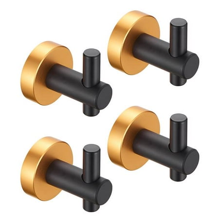 

Round Base Wall Hanging Hook with Screws- Black Gold Hook 4 Pack for Entry Shoe Cabinet Wardrobe Bathroom Bedroom Furniture Hardware