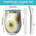 thumbnail image 5 of 12oz Stemless Wine Tumblers White Sunflower Sketch Pattern Vacuum Insulated Stainless Steel Travel Tumbler Cups Mug with Lid and Straw for Champaign,Cocktail,Beer with Cleaning Brush, 5 of 5