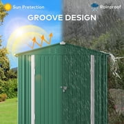6 x 4 Outdoor Storage Shed with Lockable Door, Aiho Metal Garden Shed, House Storage Sheds Outdoor for Backyard, Garden & Patio Organization - Green