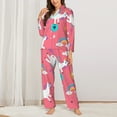 thumbnail image 3 of Kll Yoga Unicorn Print Women'S Long Sleeve Pajamas With Pants Sleepwear Loungewear 2 Set-Small, 3 of 9