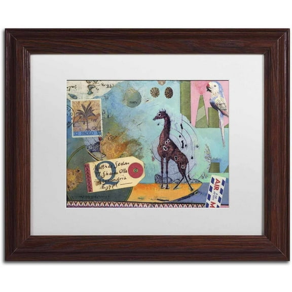 Trademark Fine Art 'Giraffe' Canvas Art by Nick Bantock, White Matte, Wood Frame