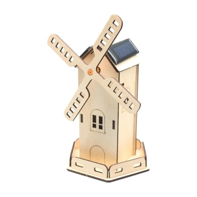 HILABEE DIY Wooden Science Experiment Model Kits Solar Power Windmill Model DIY Assembly