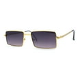 thumbnail image 2 of Mens Simple Classy Slim Rectangle Metal Rim Sunglasses Gold Smoke, 2 of 4