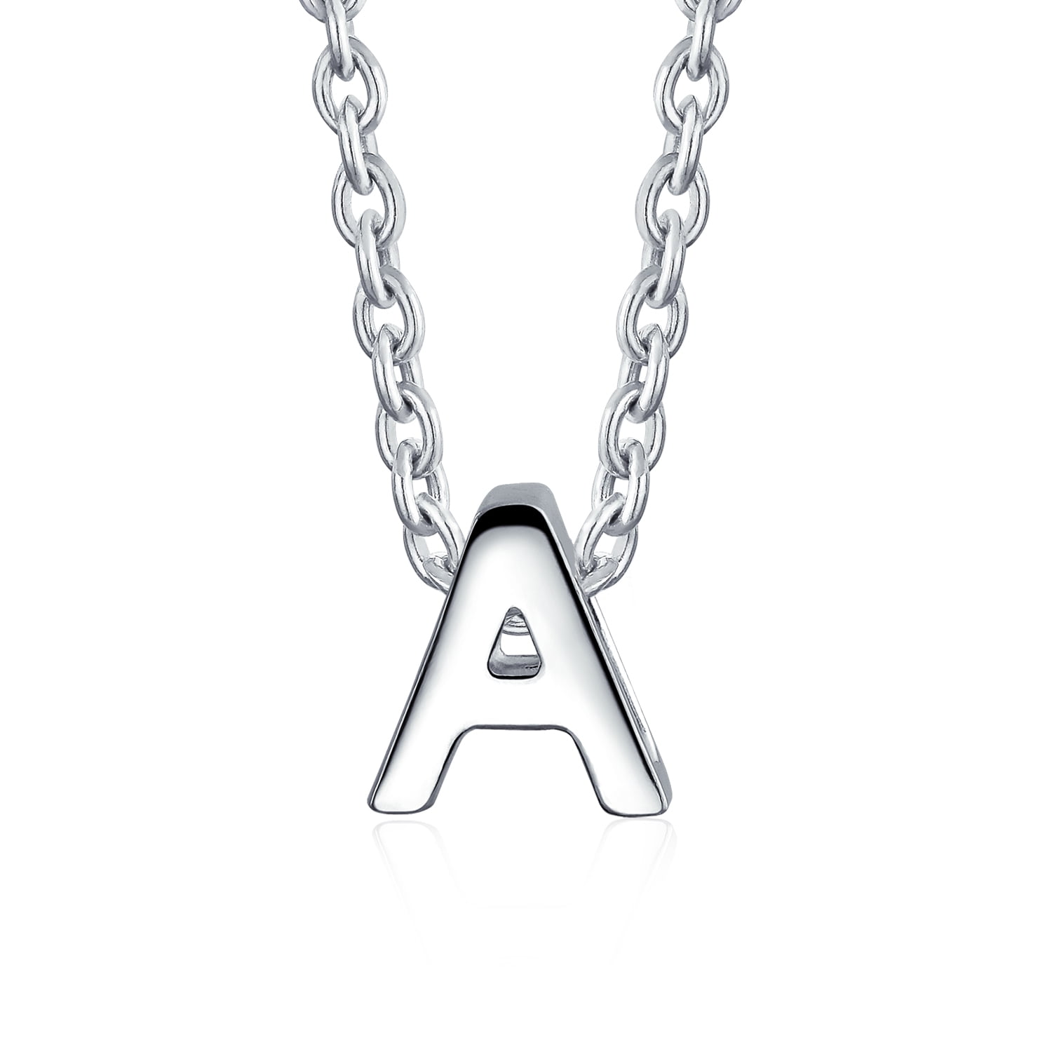 sterling silver block letter initial necklace