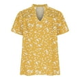 thumbnail image 2 of Dressy Casual Floral Tops for Women Loose Fit Flutter Short Sleeve V Neck Pleated Cute Summer Shirts Blouses (XX-Large, Yellow), 2 of 5