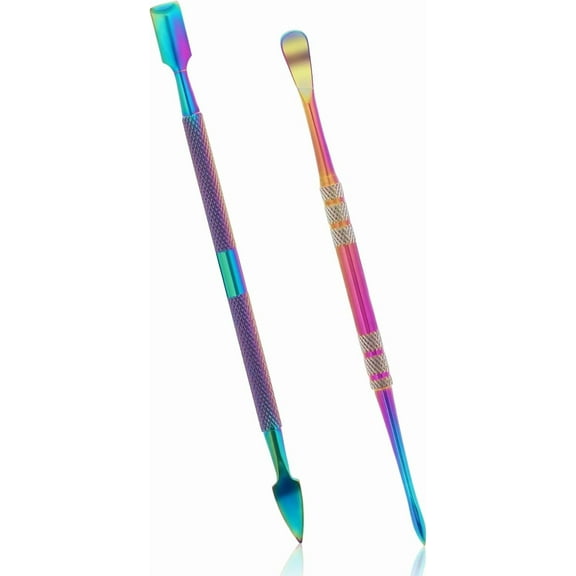 2 Pieces Wax Carving Tools, Stainless Steel Carving Wax Tools Rainbow Sculpting Tool Spoon Carving Tool for Wax Dabbing Tool Set Modeling Scraping Shaping (4.7inch)