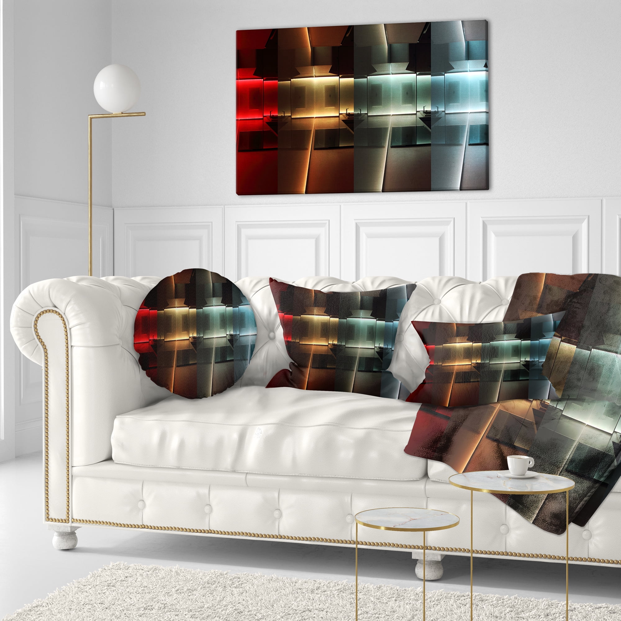 Designart Kitchen with LED Lighting - Abstract Throw Pillow - 12x20