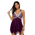 thumbnail image 4 of Bsubseach Women 2 Pcs/Set Swimsuit Deep V Neck Retro Oolka Dot Tankini Top with Briefs, 4 of 5