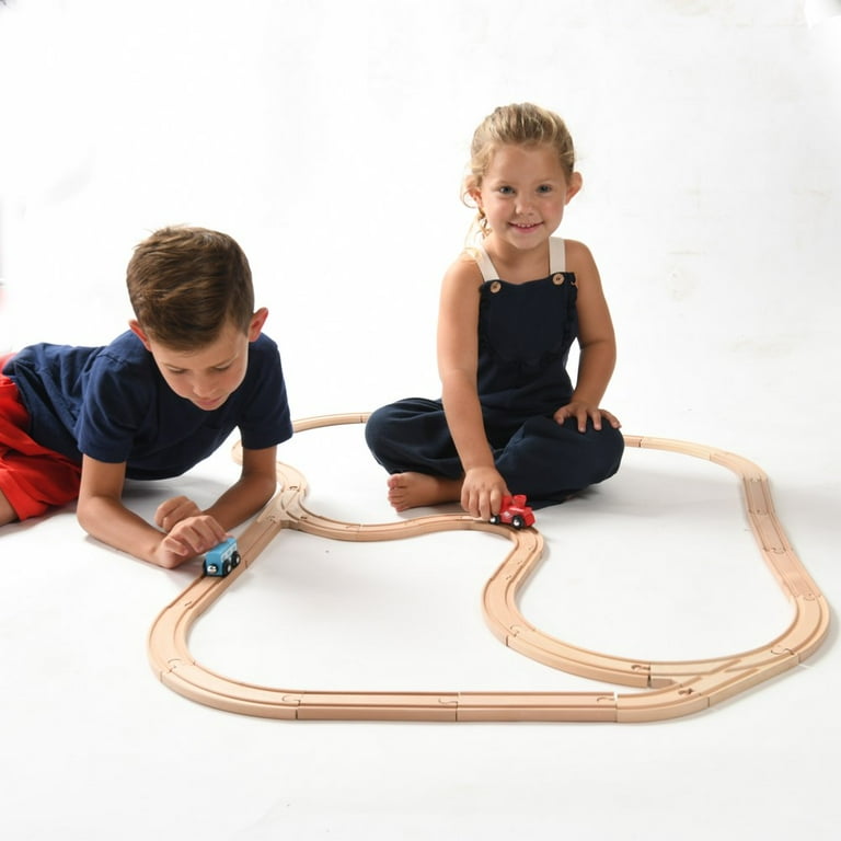 Wooden train best sale playset
