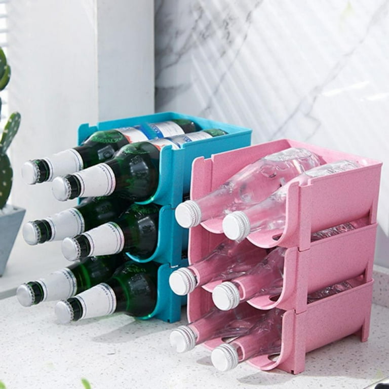 1pc Water Bottle Organizer for Cabinet, Stackable Plastic Water Bottle  Holder, Wine Racks, Drink Organizer Shelf, Holds 2 Bottles