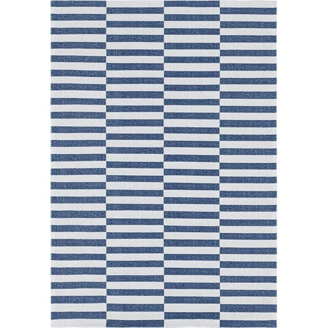 Unique Loom Decatur Striped Area Rug 4' 2 x 6' Rectangle Navy Blue/Ivory