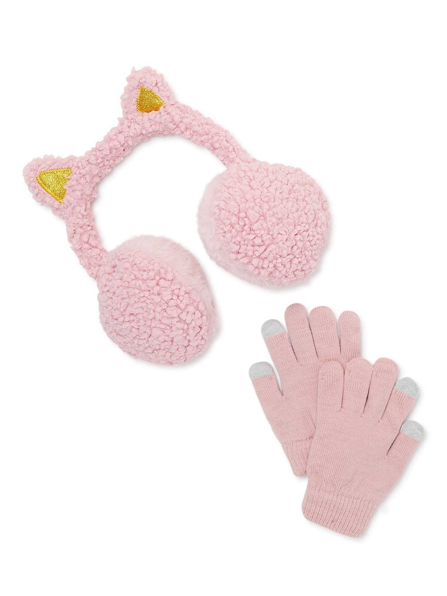Wonder Nation Girls Earmuff and Gloves Set, 2-Piece, One Size Fits Most