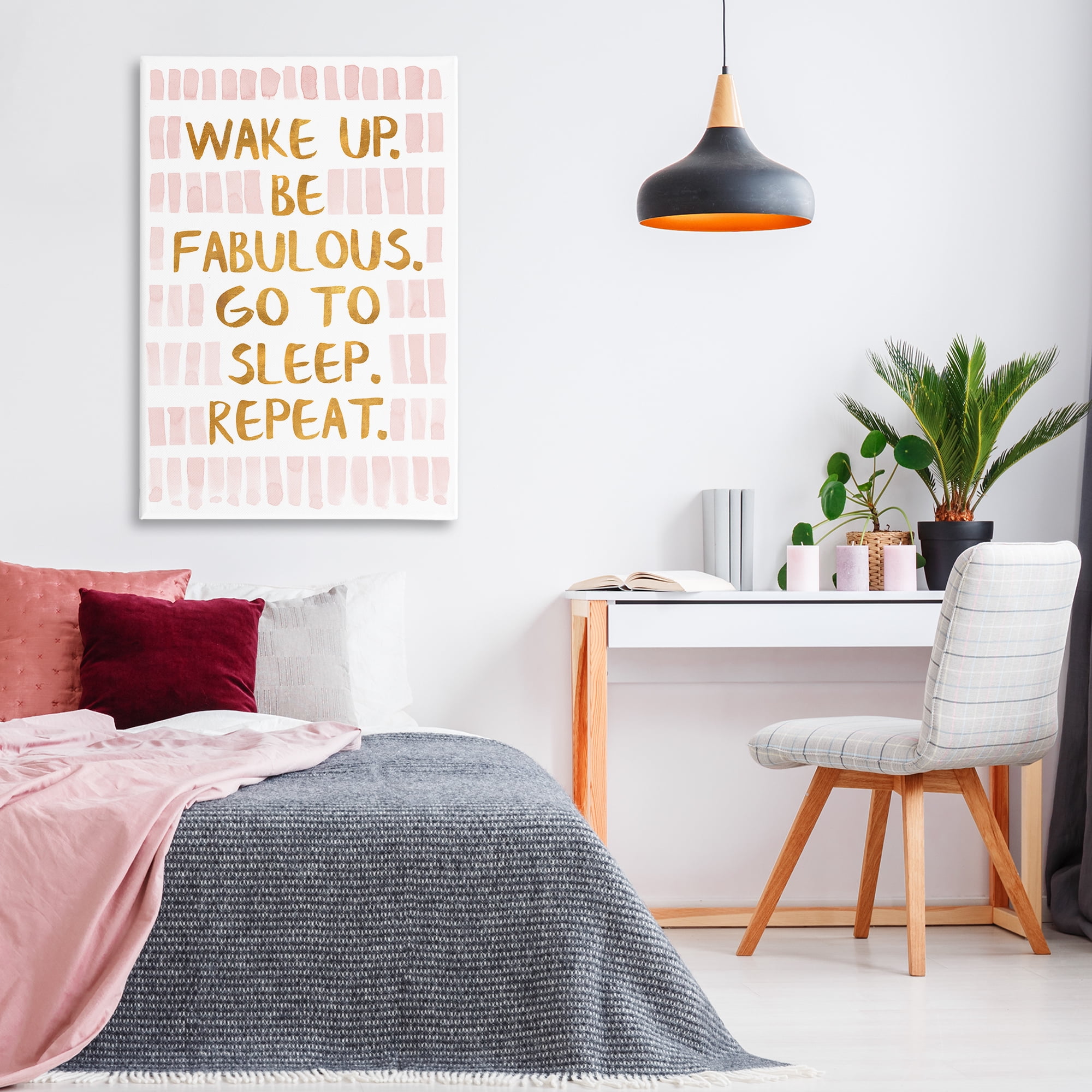 Stupell Industries Wake Up Be Fabulous Typography Painting Gallery Wrapped Canvas Art Print Wall Art, 30 x 45