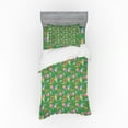 thumbnail image 1 of Paisley Duvet Cover Set, Teardrop Shape with Curved Tip and Simplistic Flower Blossom on Green Backdrop, Bedding Set with Shams and Fitted Sheet, 3 Sizes, by Ambesonne, 1 of 3