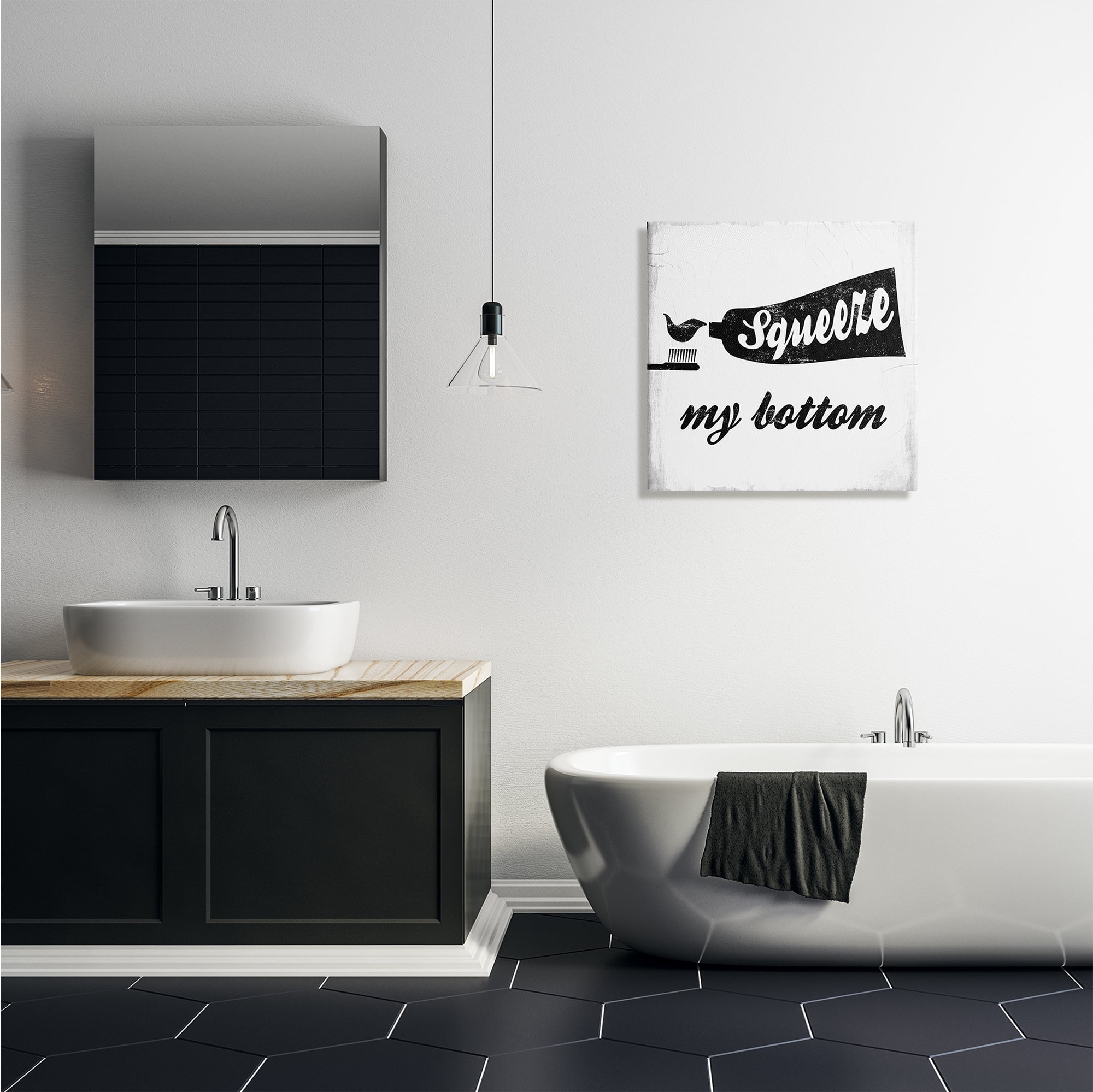 Stupell Industries Squeeze My Bottom Phrase Toothbrush Funny Dental Hygiene, 24 x 24, Design by Daphne Polselli