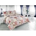 thumbnail image 1 of Marina Decoration Rich Printed Embossed Pinsonic Coverlet Bedspread Ultra Soft Bedding Summer Quilt Set with Shams, Floral Plaid Pattern Pink Green Red Purple Cream Color, 1 of 7