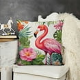 thumbnail image 2 of JRXY Summer Pillow Cover Flamingo Floral Decor Tropical Green Leaf Farmhouse Seasonal Decorative Throw Pillow Case for Home Sofa Couch 20x20in, 2 of 5