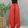 thumbnail image 5 of Casual High Waisted Pants for Women Solid Color Long Pants Cotton Linen Straight Trousers Palazzo Comfortable Autumn Outfit Solid Color Trousers Casual Daily Office Wear, 5 of 6