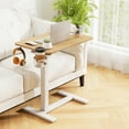 thumbnail image 2 of Patiojoy Bureau Debout Mobile à Hauteur Réglable Pneumatique, Bureau Roulant avec Porte-Gobelet et Crochet pour Écouteurs, Table au-Dessus du Lit avec Roues Dissimulées, Naturel, 2 of 10