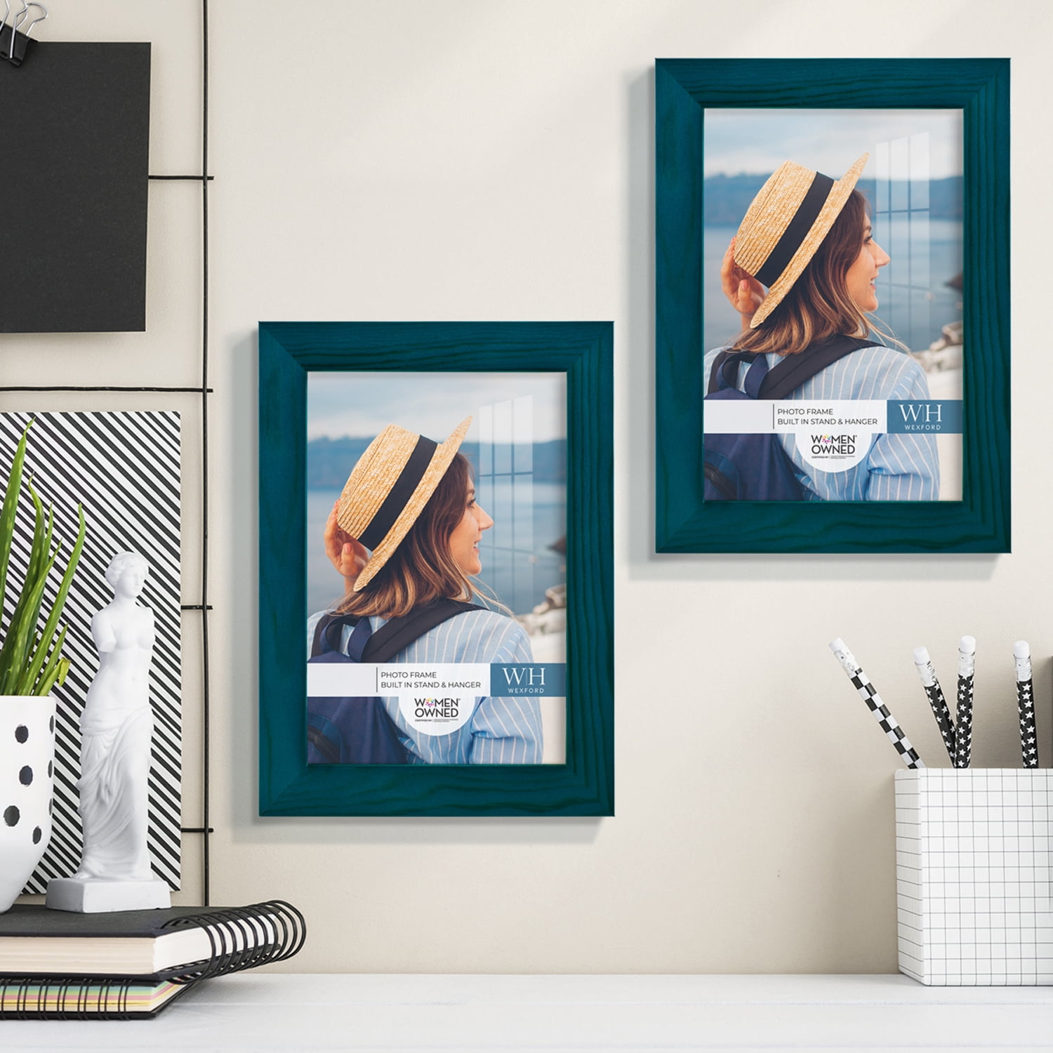 Woodgrain 5 in. x 7 in. Ocean Blue Picture Frame (Set of 2)