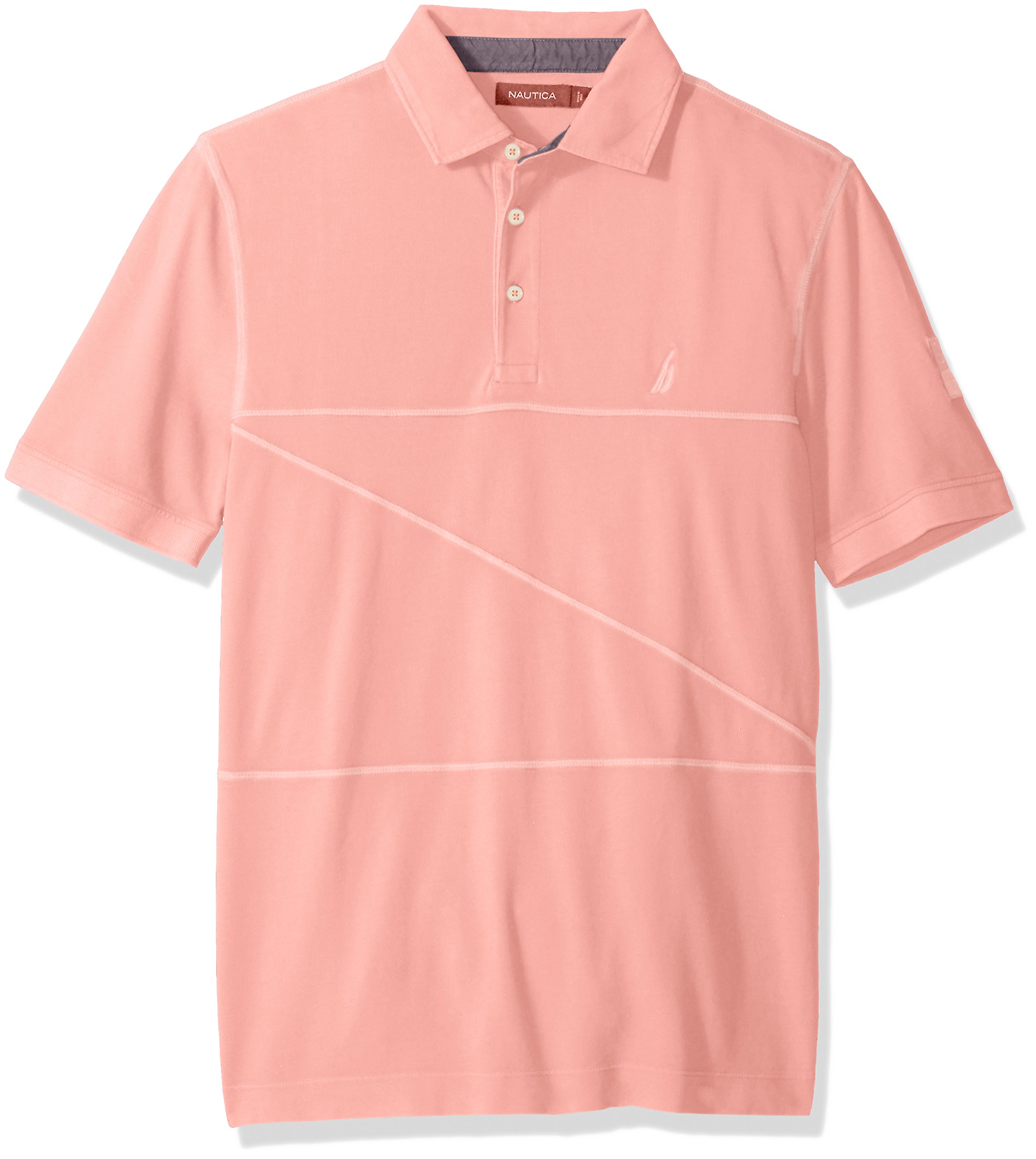 Nautica - Nautica Coral Sand Mens Small Pieced Solid Polo Shirt - Walmart.com - Walmart.com