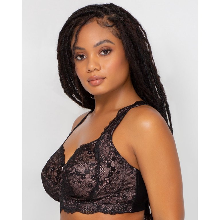 Women's Wireless Minimizer Plus Size Sleep Unlined Full Coverage Lace Bra  42DDD